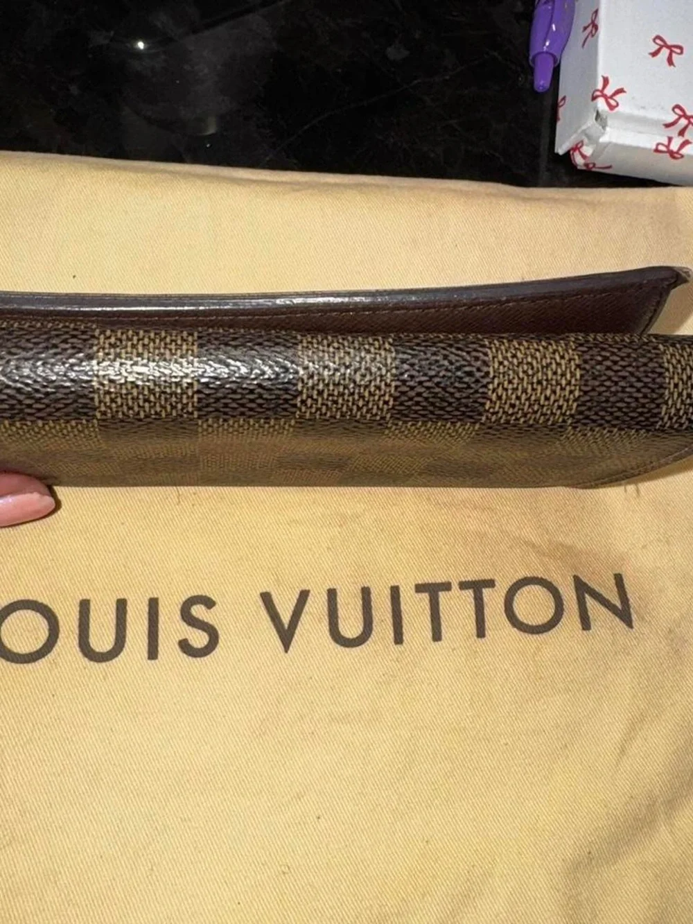 Louis Vuitton Brown Damier Ebene Checkered Wallet